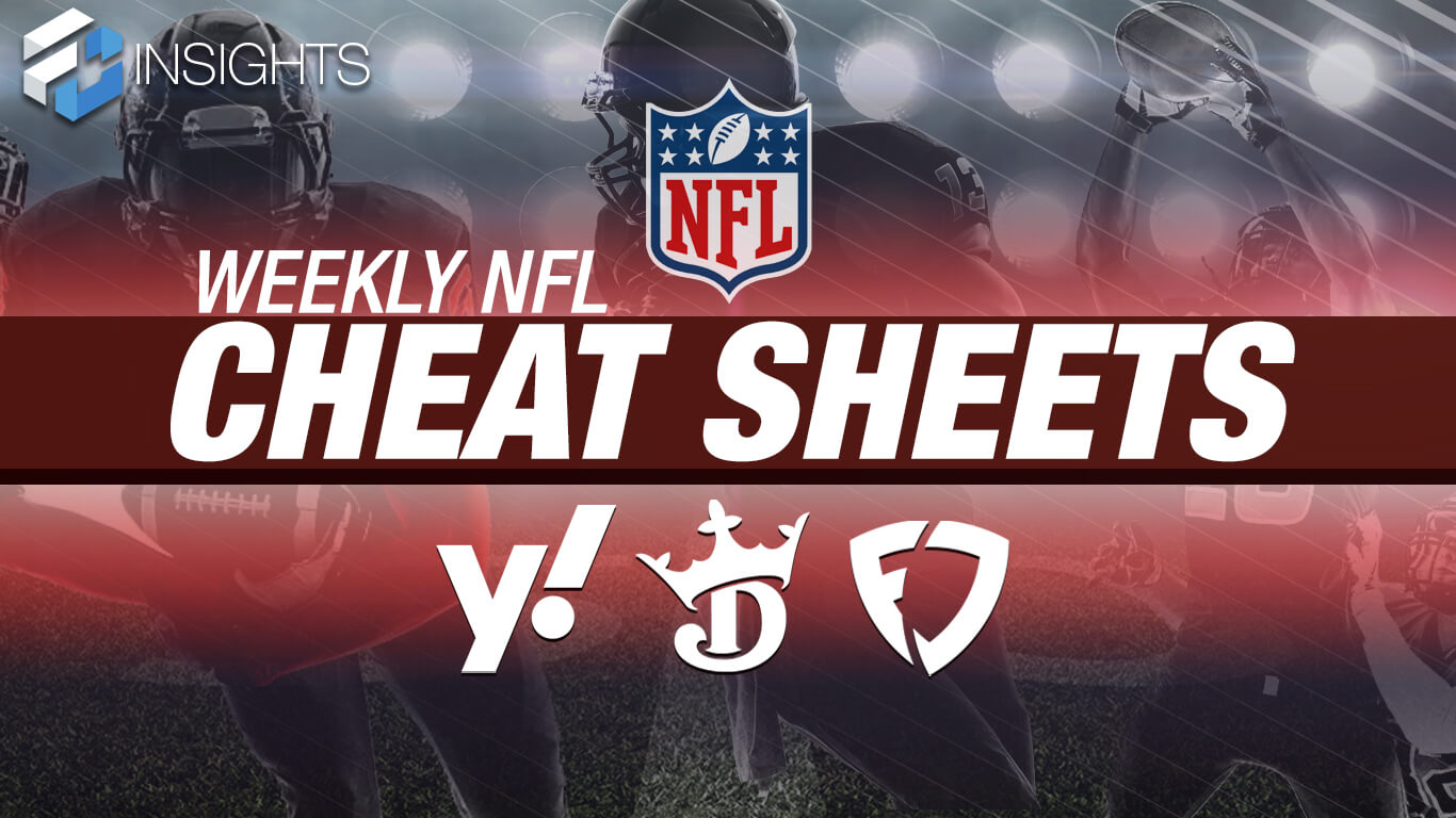 NFL DFS Cheat Sheets for FanDuel, DraftKings & Yahoo! - Thursday  Thanksgiving Slate (Week 12 2021)